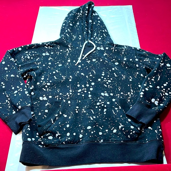 Hollywood BLACK gray splatter Hoodie street art punk edgy rock sweatshirt men M - Picture 2 of 15